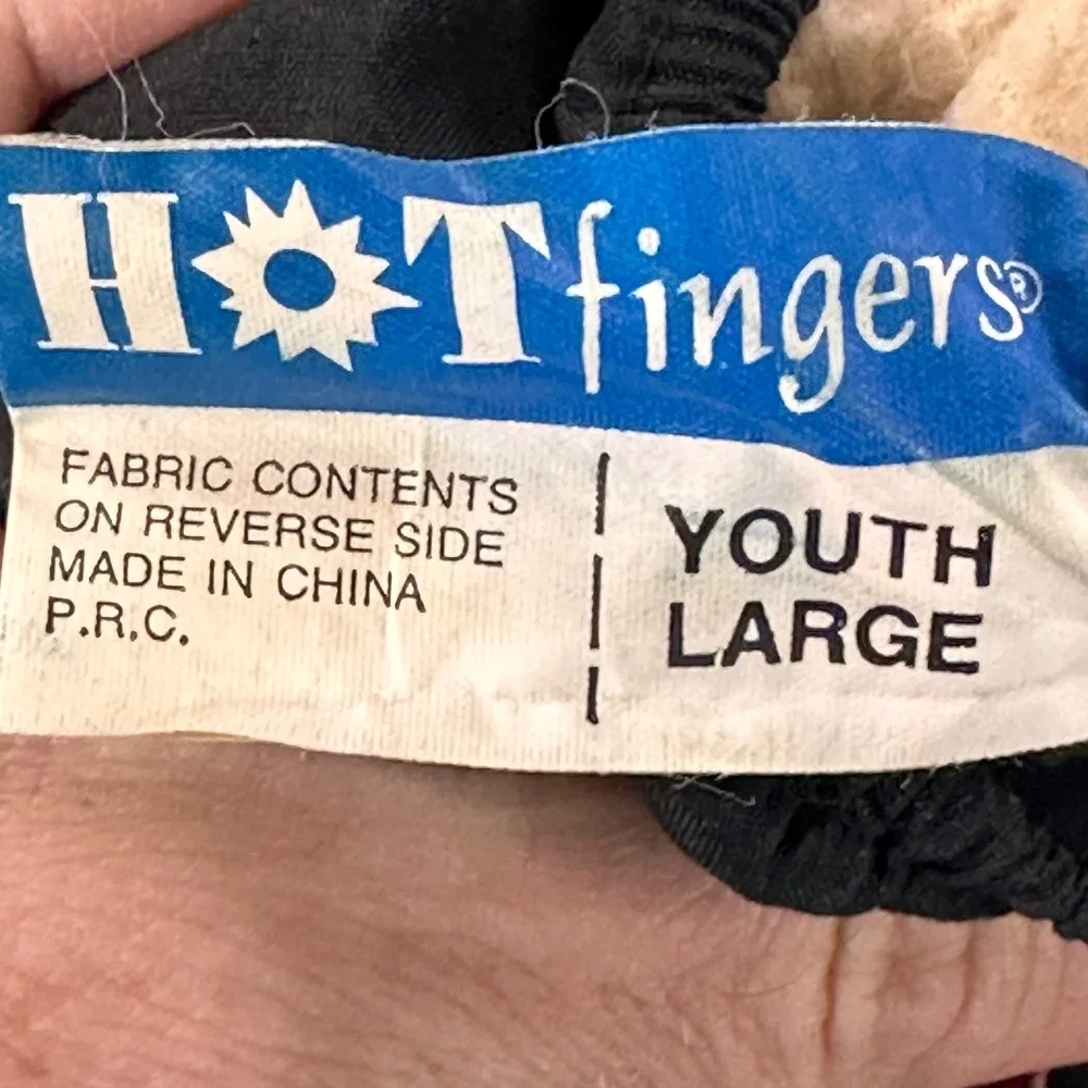 Vintage HotFingers Ski Gloves Large Youth Red Black Padded Knuckle Retro 90s